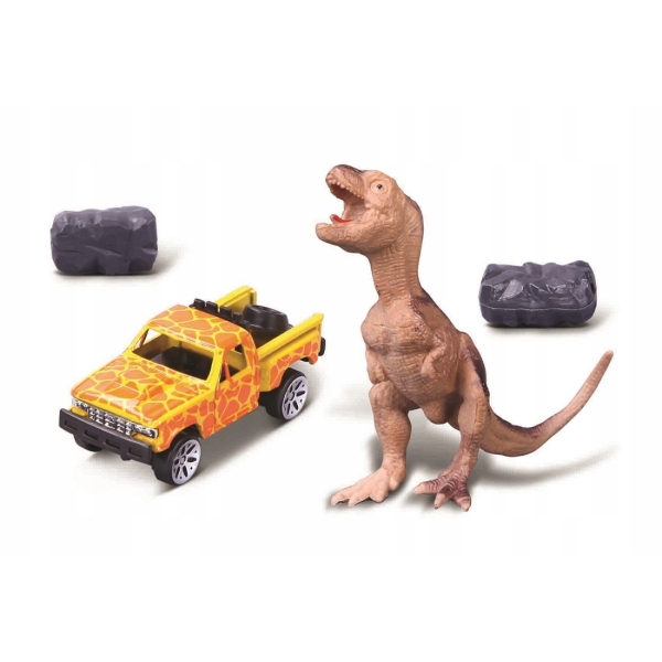 MAISTO Zestaw z dinozaurem (tyranozaur) i pojazdem + akcesoria