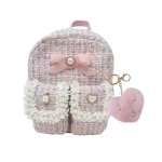 HOT FOCUS 750GO Tweedowy różowy plecaczek z brelokiem