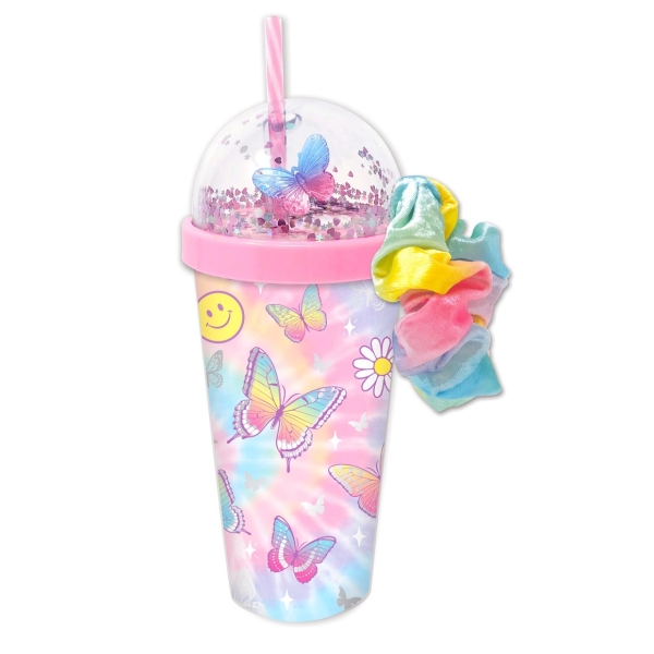 Ozdobny kubek w motylki + gumka do włosów scrunchie HOT FOCUS