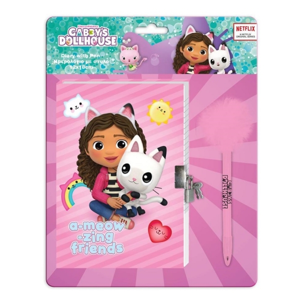 Pamiętnik na kłódkę, długopis Koci domek Gabi 574048