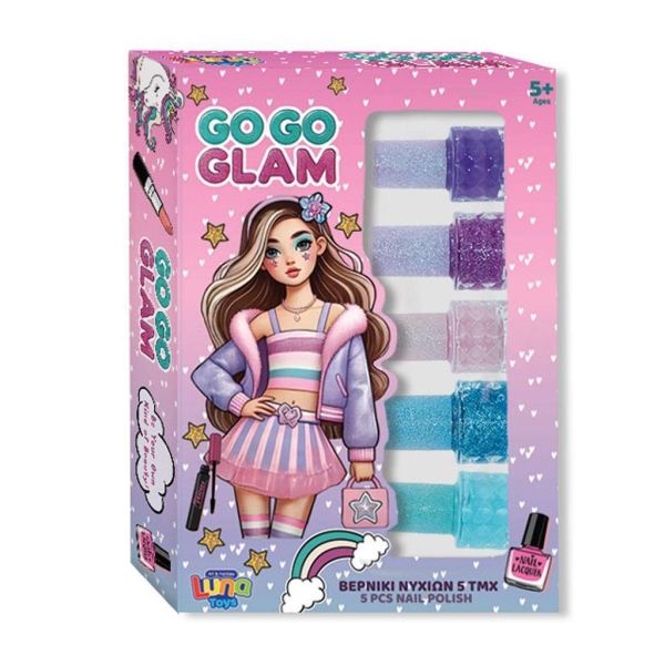 GO-GO GLAM Zestaw 5 lakierów do paznokci dla dziewczynki 623016