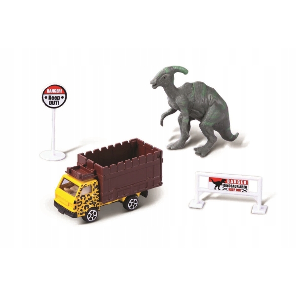 MAISTO Zestaw z dinozaurem (iguanodon) i pojazdem + akcesoria