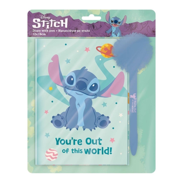 Pamiętnik na kłódkę, długopis z pomponem - Lilo & Stitch 565266