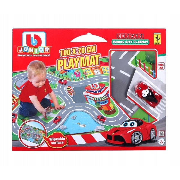 BBURAGO Mata z drogami samochodowymi autko Ferrari 85007