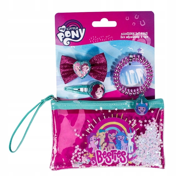 Zestaw z kosmetyczką, spinki, bransoletka Pony
