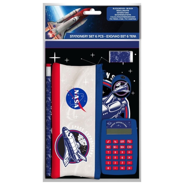 Mały piórnik z kalkulatorem, notes NASA 486035